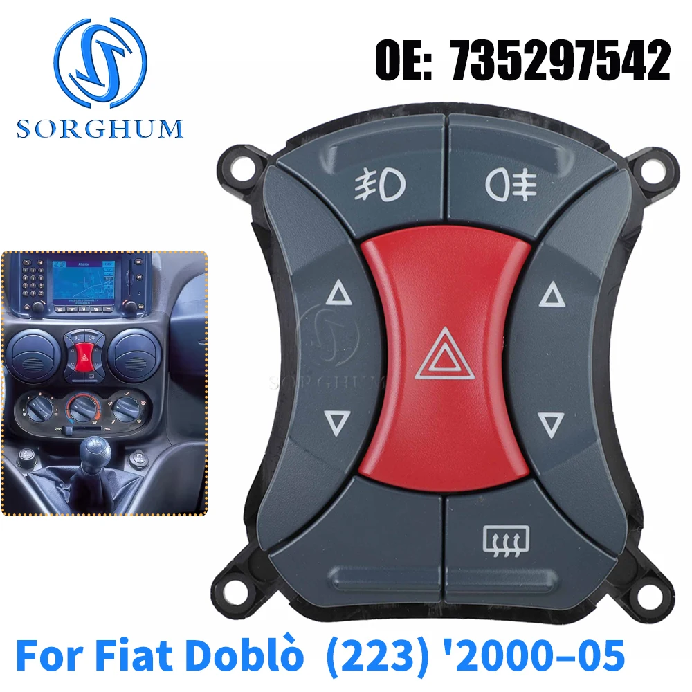 735297542 Auto-Notfall-Warnblinklichtschalter für Fiat Doblo 2000 2001 2002 2003 2004 2005 Passend für Fiat Doblo (223) – Detail 5