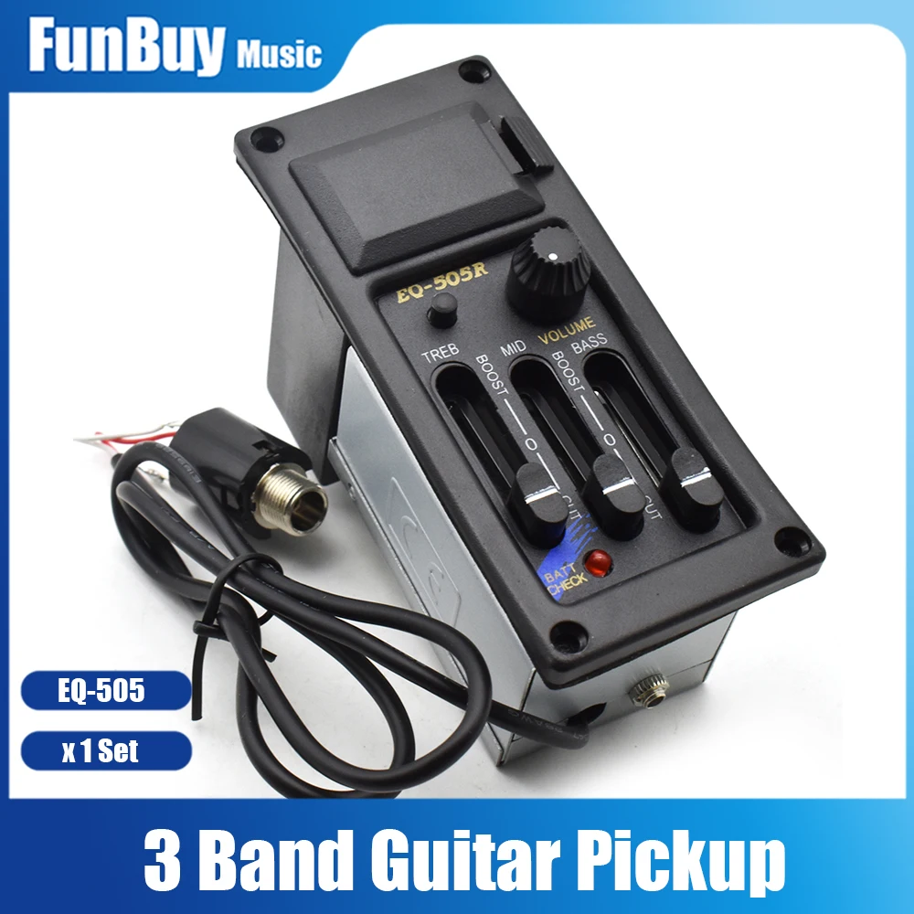 EQ-505 3 Band  Acoustic Guitar Preamp Foll Guitar Piezo Pickup Amplifier EQ Equalizer Guitarra Accessories