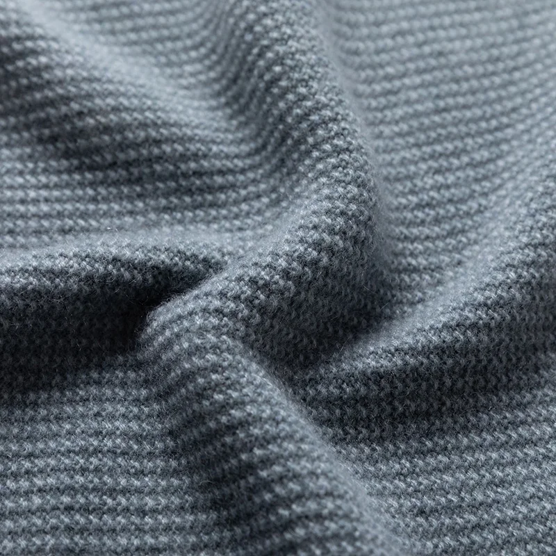الرجال 100% الكشمير النقي البلوز الأعمال عادية بلون محبوك سترة فضفاضة شبه عالية الرقبة سميكة الدافئة البلوز