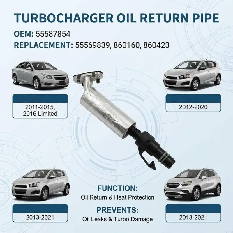 Metal TurbochargeOil Return Line with Heat-Shielding Sleeve, Part 55587854 55569839 860160 860423, 8.66 in Assembly Carrying