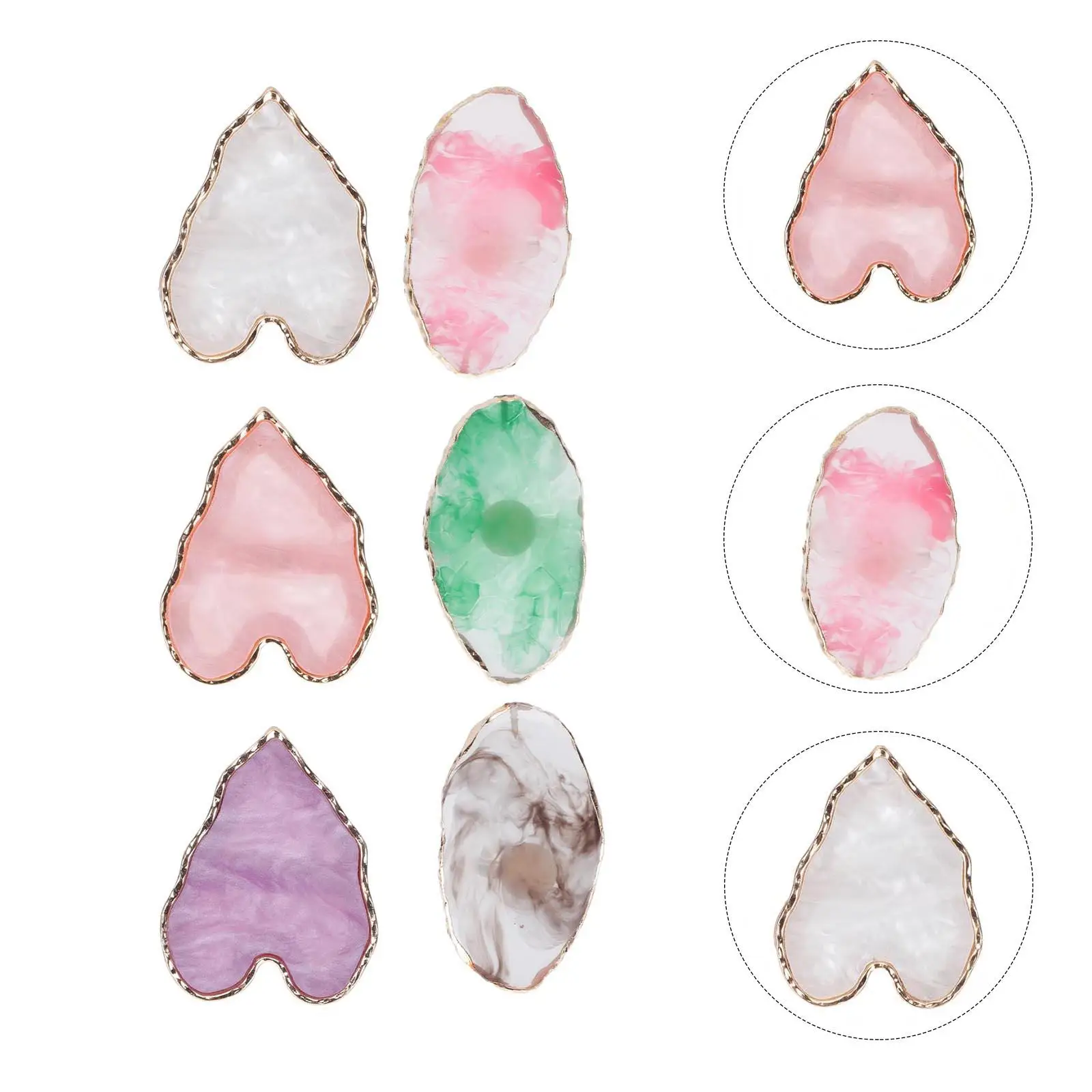 6-delig nagelpalet harsmateriaal kleurenmengplaat gladde textuur gemakkelijk schoon nageldisplay foto rekwisieten kristalpoeder