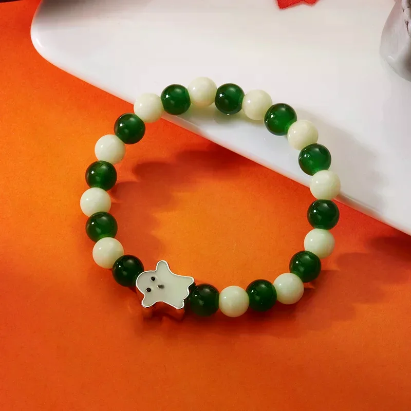 Bracelet de perles lumineuses d'halloween pour femmes et filles, Bracelets fantôme citrouille, bijoux cadeaux de fête