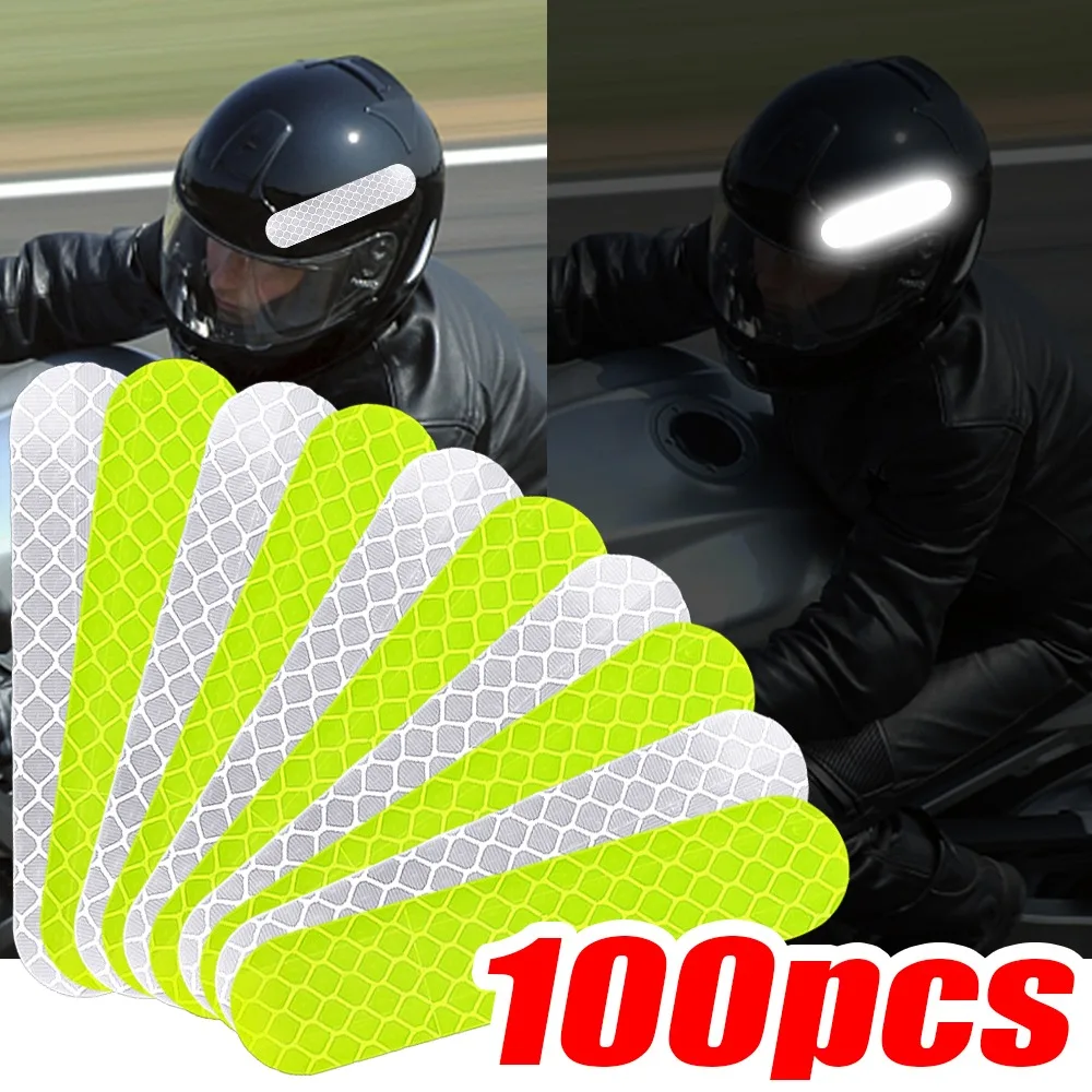 

10-100Pcs Motorcycle Helmet Warning Reflective Stickers Night Safety Driving Decorative Strips Sticker Bicycle Moto Car Decals