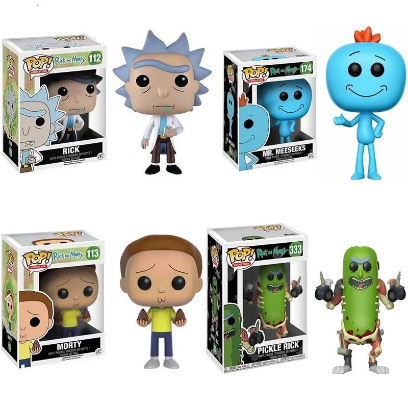 Funko Rick 112# Mr. MEESEEKS 174# and Morty 113# Vinyl Dolls Figure Collectible Model Toys for Children Birthday Gift