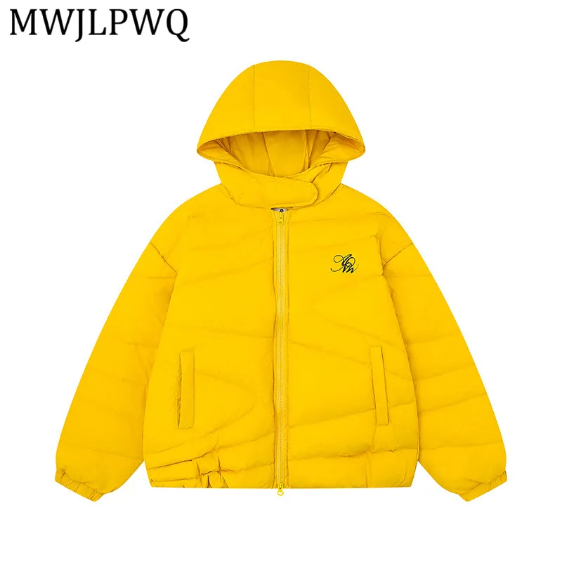 

MWJLPWQ American Style Letter Print Lightweight Hooded Jacket For Men Women 2026 Spring New Thickened Warm White Coats 13775