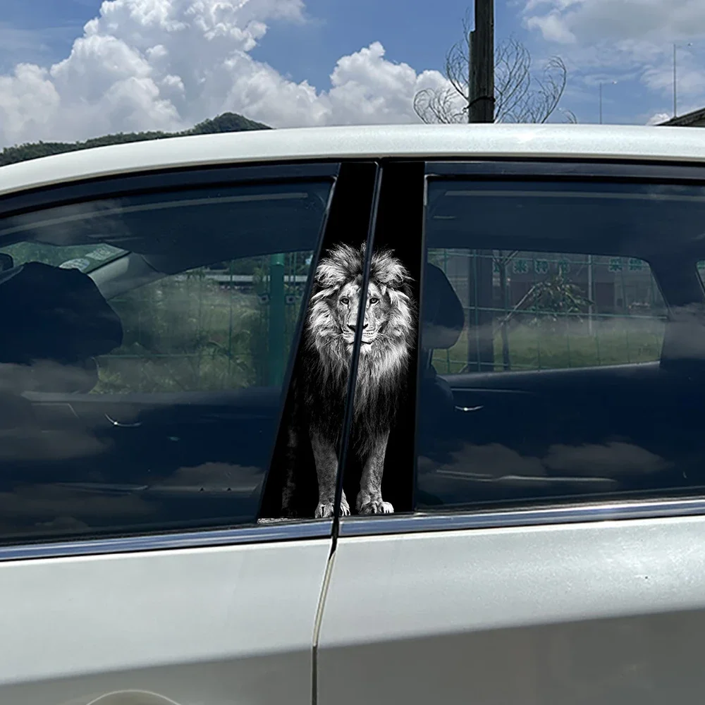 1PC Personality Meditation Lion Car Stickers Waterproof DIY Auto B-pillar Protective Decoration Cover Scratches Vehicle Decals