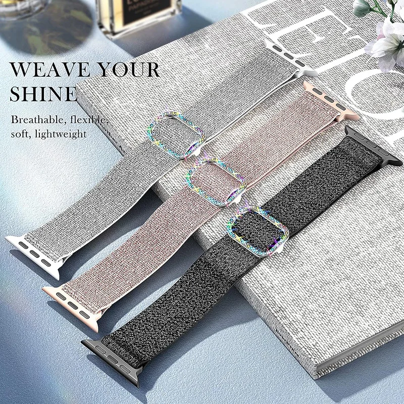 Cinturino in Nylon per cinturino Apple Watch 44mm 40mm 45mm 41mm 49mm 42mm bracciale regolabile da donna iWatch Series 9 Ultra 8 SE 7 6 5 4