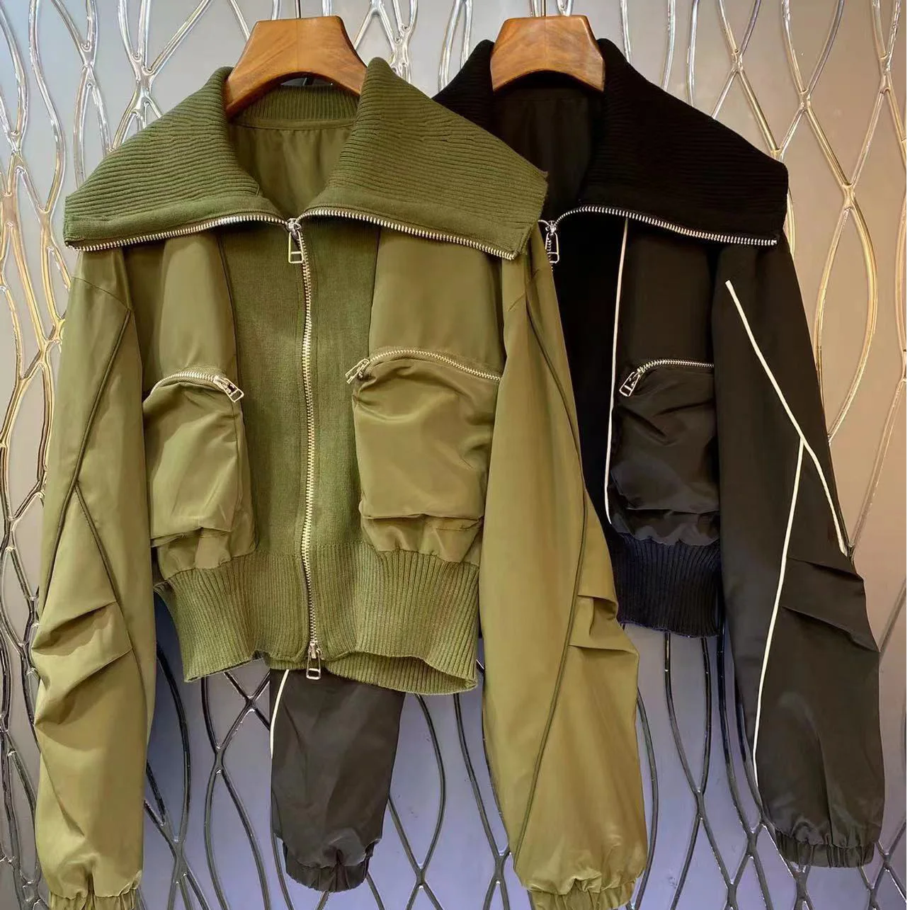 

Модные женские куртки с большими лацканами и длинными рукавами, застежкой-молнией и 3D карманами, украшенные пальто, весна 2026, новинка