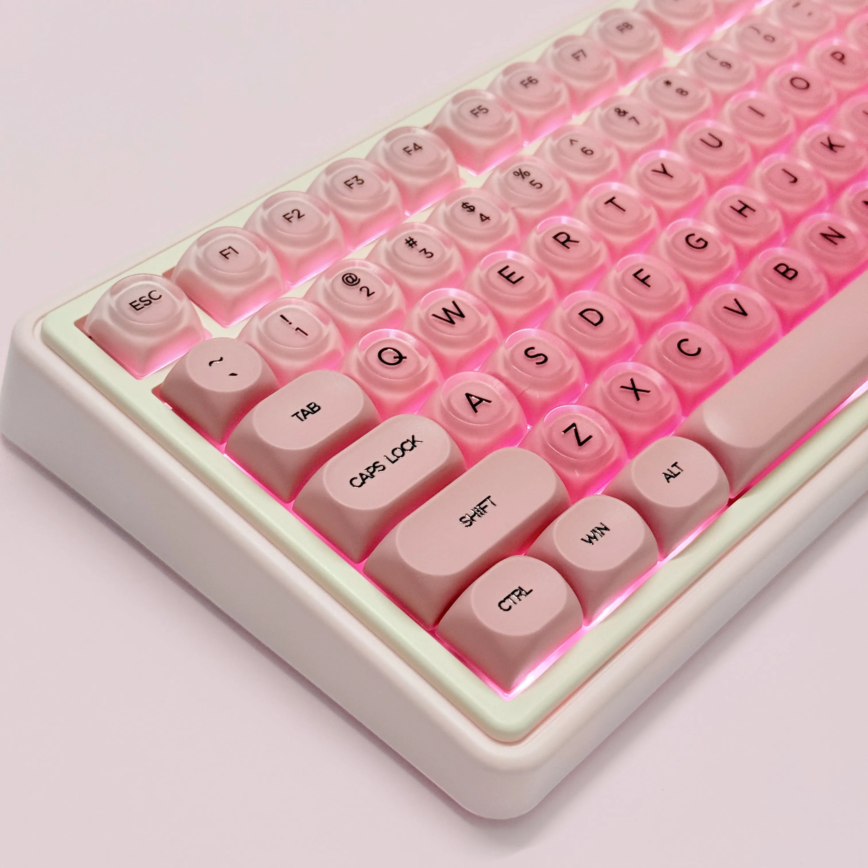 

Jelly Liquid Foundation Pink Key Caps HOA Profile Custom Keycap for Office Gaming Mechanical Keyboard 60% 65% 75% TKL 96% 100%