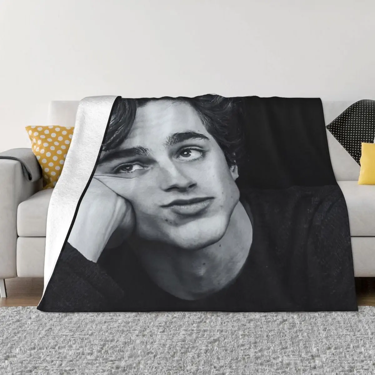 Timothee Chalamet Black And White Plush Knee Blanket Throw Blanket Blankets And Blankets Throw Blanket