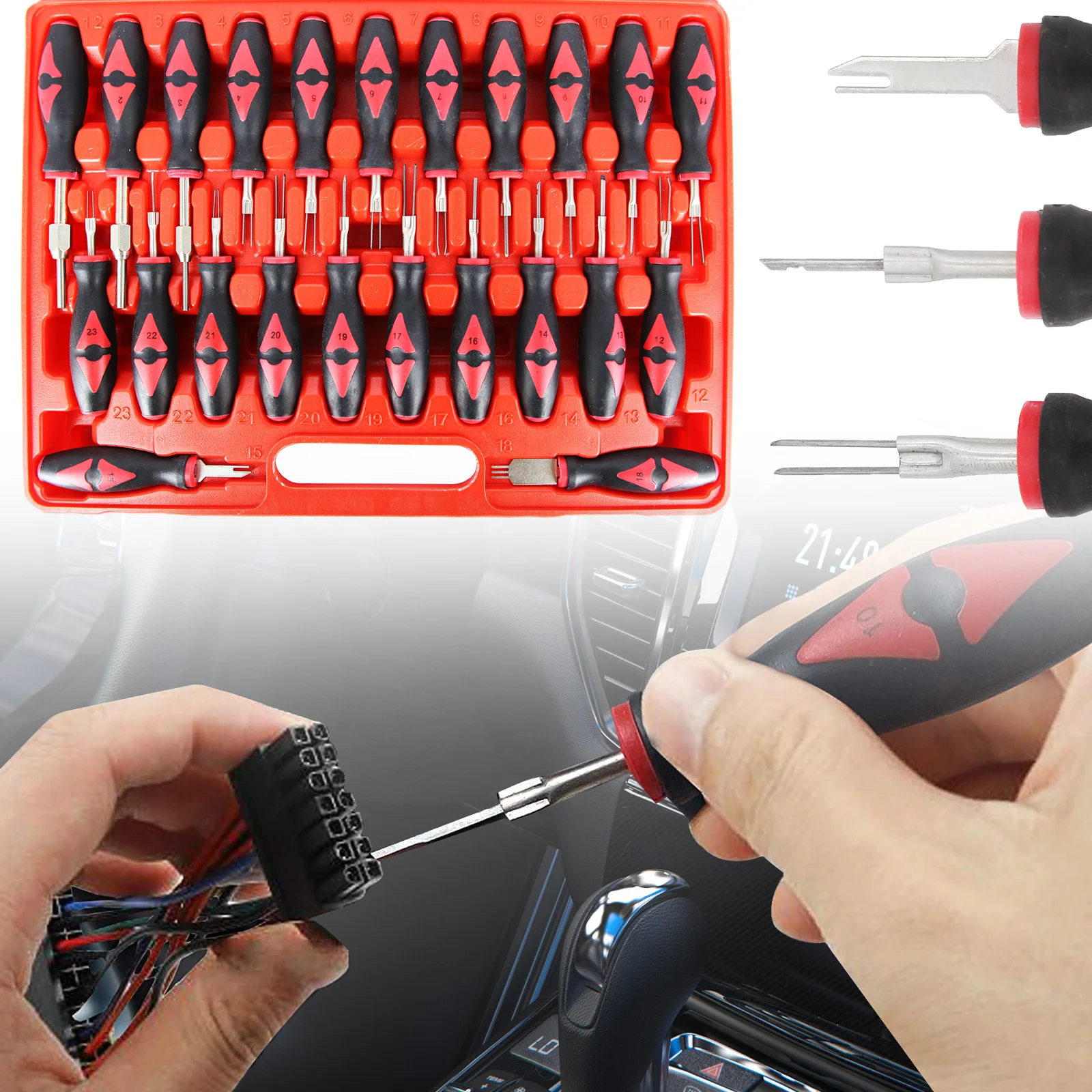 23pcs Car Universal Terminal Release Removal Tools Set Durable Car Wiring Connector Crimp Pin Extractor For BMW Ford VW