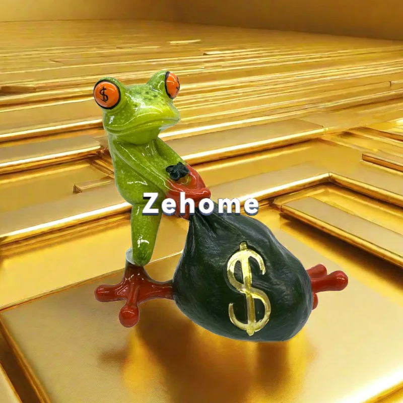 Nordic style decorative money bag dollar frog ornament creative store meaning gift resin handicraft