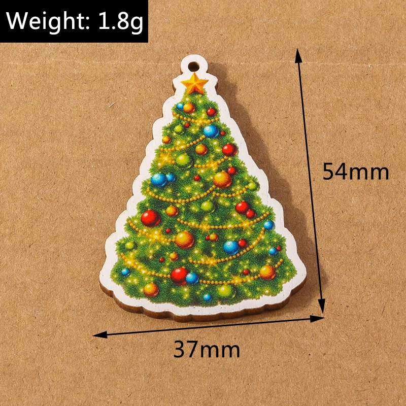 10 stücke Holz Weihnachten Charme für Schmuck machen Wasser tropfen Form Elch Santa Claus Anhänger DIY Halskette Ohrring Weihnachten Geschenk liefert – Detail 9