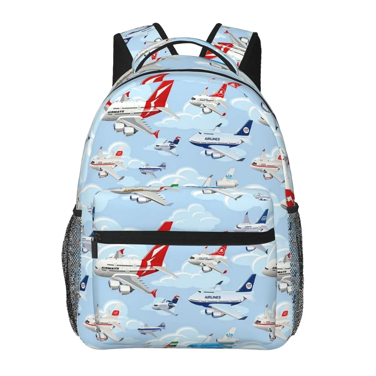 Cartoon Commercial Airplanes Seamless Pattern Backpacks Boys Girls Bookbag Children School Bags Kids Rucksack Shoulder Bag