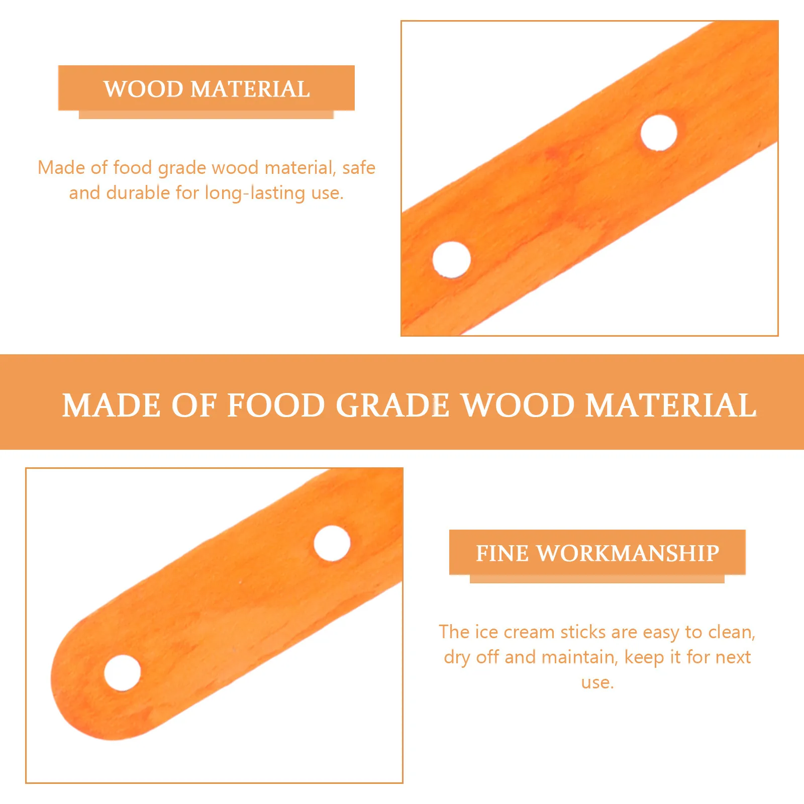 100 Palitos de Madera para Manualidades, Palitos de Colores para Producción de Helados Caseros, Reutilizables, Material de Madera Seguro, Hechos a Mano