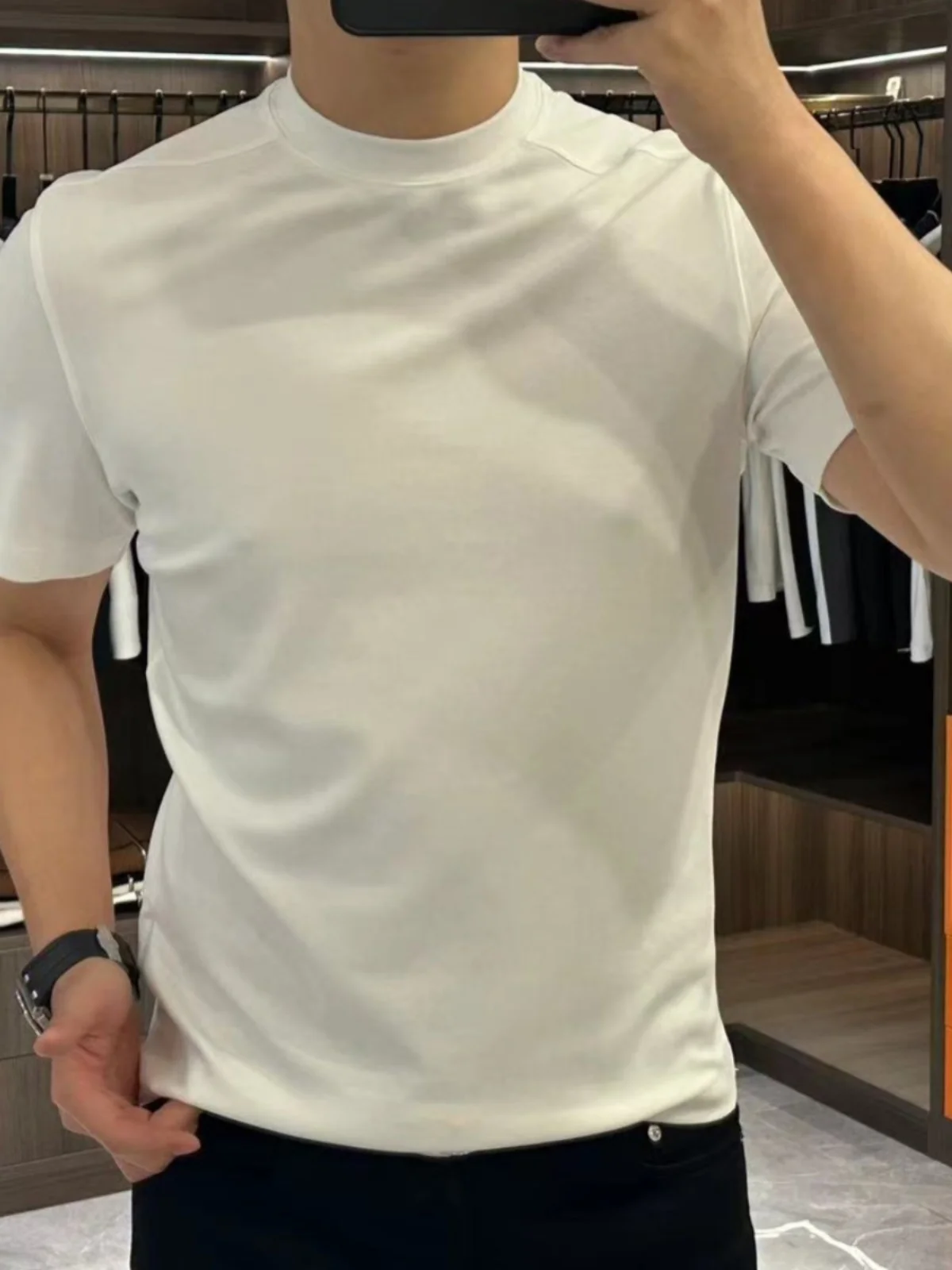 

High Quali Pure Cotton ort Sve T-irt Men's Slim Fit Basic Sle f Sve Summer Faionable Breathable Base irt