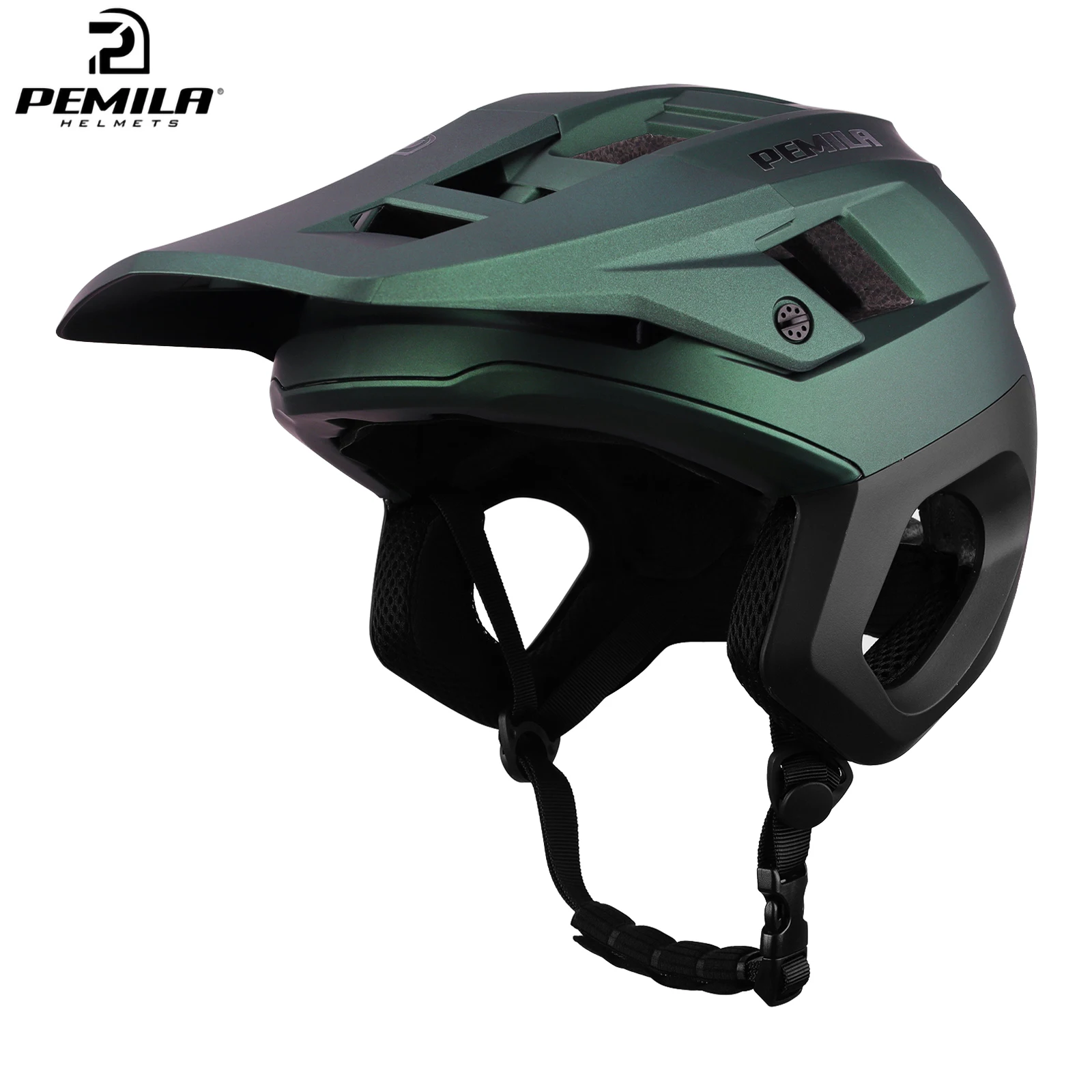 PEMILA NEW 3/4 Bike Helmet Half Helmet Mountain Bike Race Integrated Ear Protection Off Road Bicycle Helmet BMX Armor Matt Color