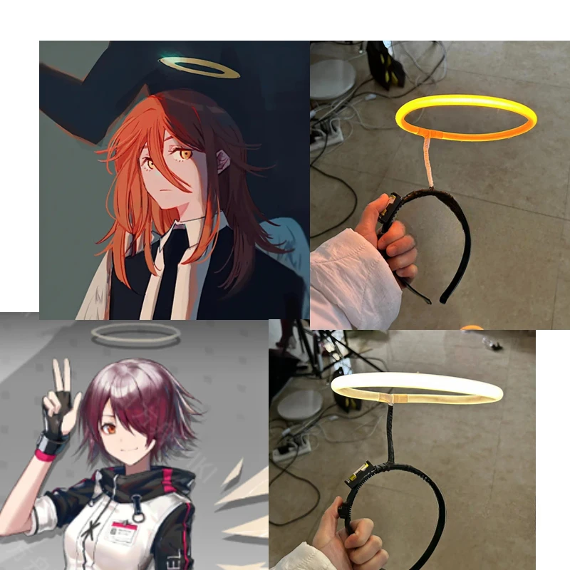 [Olmee] LED Angel Halo Cosplay Lute Exusiai Head Wear Gear Circle Ring Original Character Luminous Light Anime Halloween Xmas