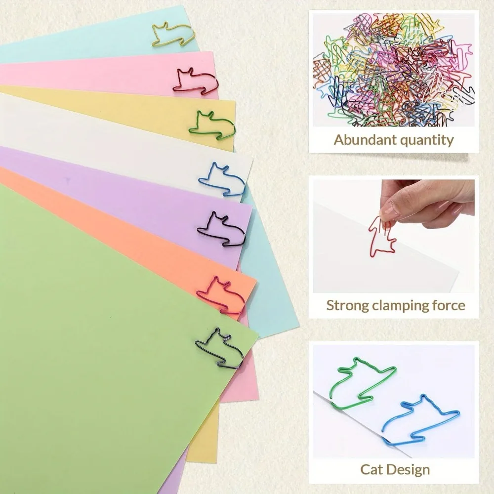 Cat Shaped Paper Clips 6 Colors Cute Animal Memo Bookmark Clips Creative Fun Office Supplies Colorful Memo Holders