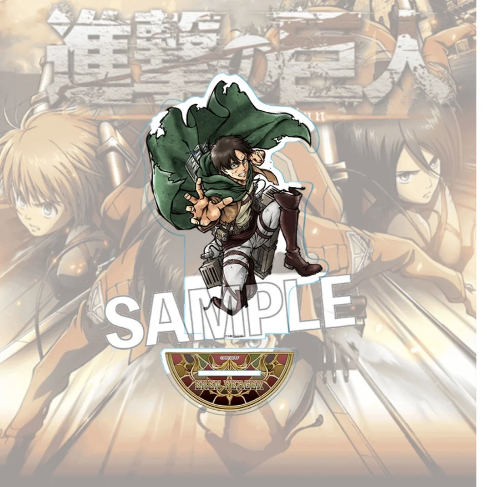 15cm Anime Attack on Titan Acrylic Stand Eren Yeager Levi Ackerman HD Bookshelf Decor Growth Hot-Blooded Exquisite Gift