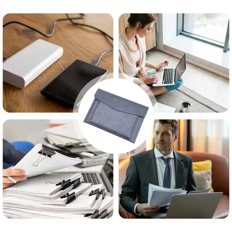Paper File Folders PU Leather Double Layer Envelope  Case Waterproof Data File Bag Laptop Protective Cover Office Supplier