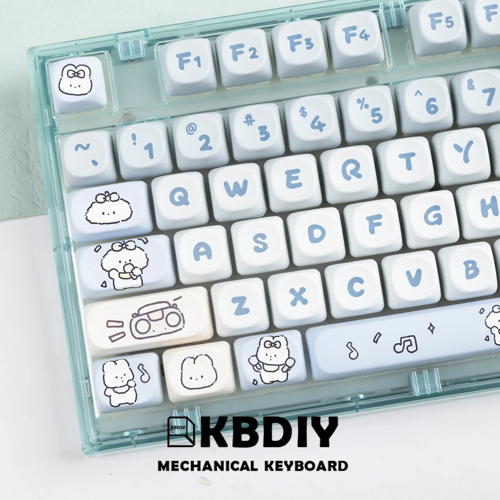 KBDiy Mechanical Keyboard Keycaps Custom PBT Music Dog Keycap MOA Profile Blue 139 Keys Caps for K500 GMK67 64 61 68 87 980 108