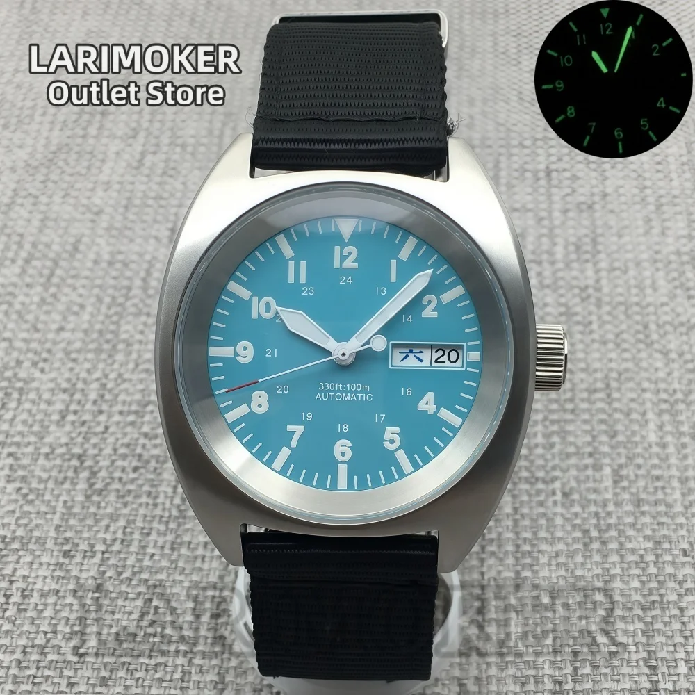 

LARIMOKER 36MM/39MM NH36 Automatic Diving Pilot Watch Blue Dial Luminous Date Sapphire Glass Nylon Strap Fashion Watch