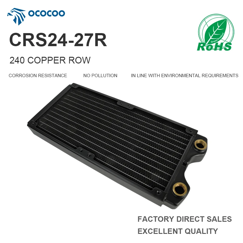 

OCOCOO PC Liquid Cooling Build Slim Copper Water Cooling Radiator 27mm Thickness Compact Design G1/4 Thread High Density Fins