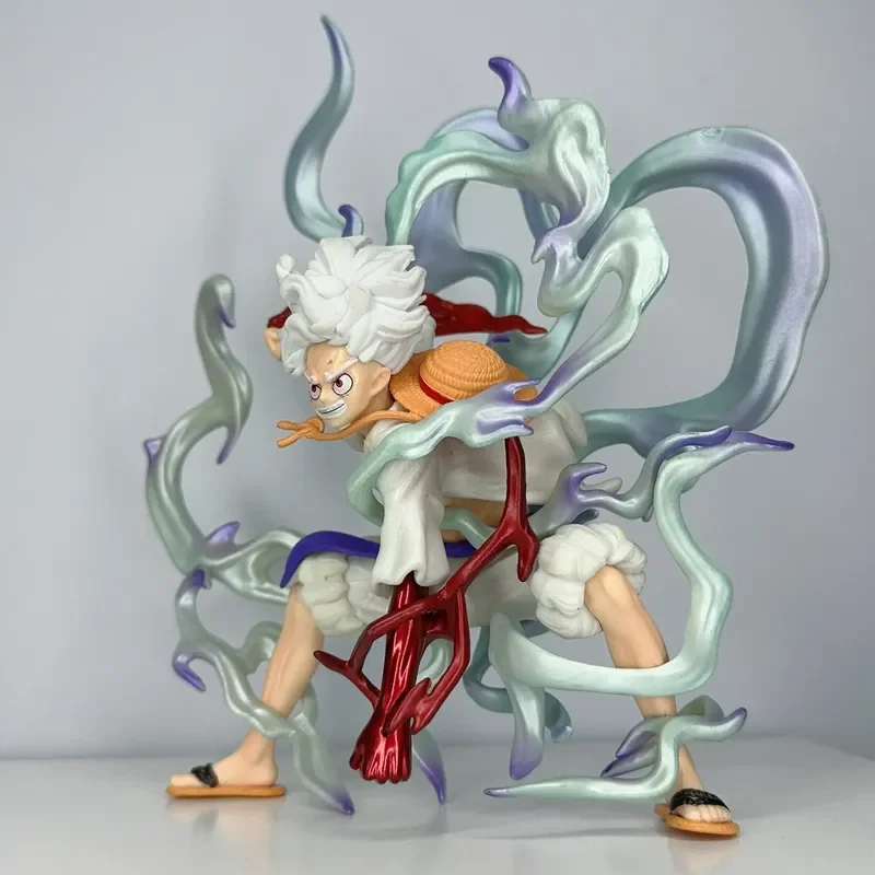 One Piece Nika Ruffy Five Gear Flame Actionfigur – Anime-Sammelmodell, Spielzeug, Kampfhaltung, Zubehör für Sammler