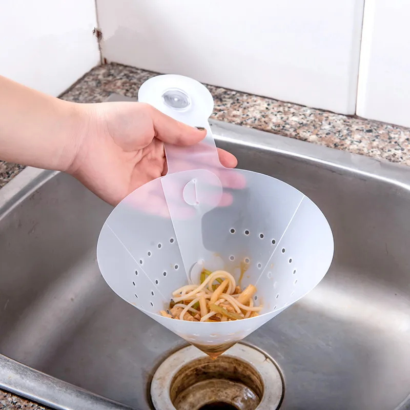 Foldable Kitchen Sink Strainer Self-Standing Sink Filter Food Vegetable Sink Stopper Drain Filter Kitchen Anti-Blocking Gadgets