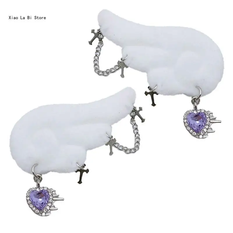 Angel Wing Hair Clip Heart Crosses Shaped Hair Pins Accessory for Girl Kids XXFD