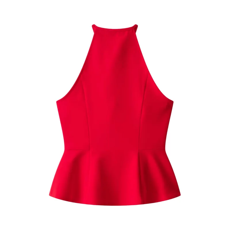 Dave&Di Women's Clothing 2026 Summer New Product Sleeveless Short Skirt Style Hem Hanging Neck Collar Suspender Top