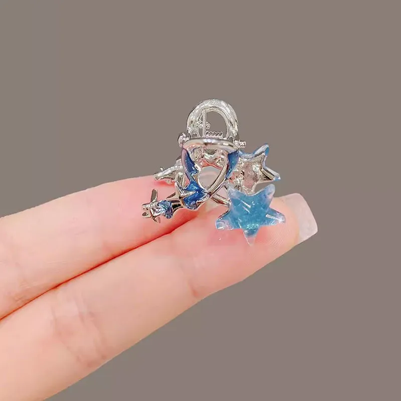 Blue Rhinestone Mini Hair Claw Retro Diamond Women Girls Crab Clip Small Hairpins Hair Crabs Girls Hair Accessories