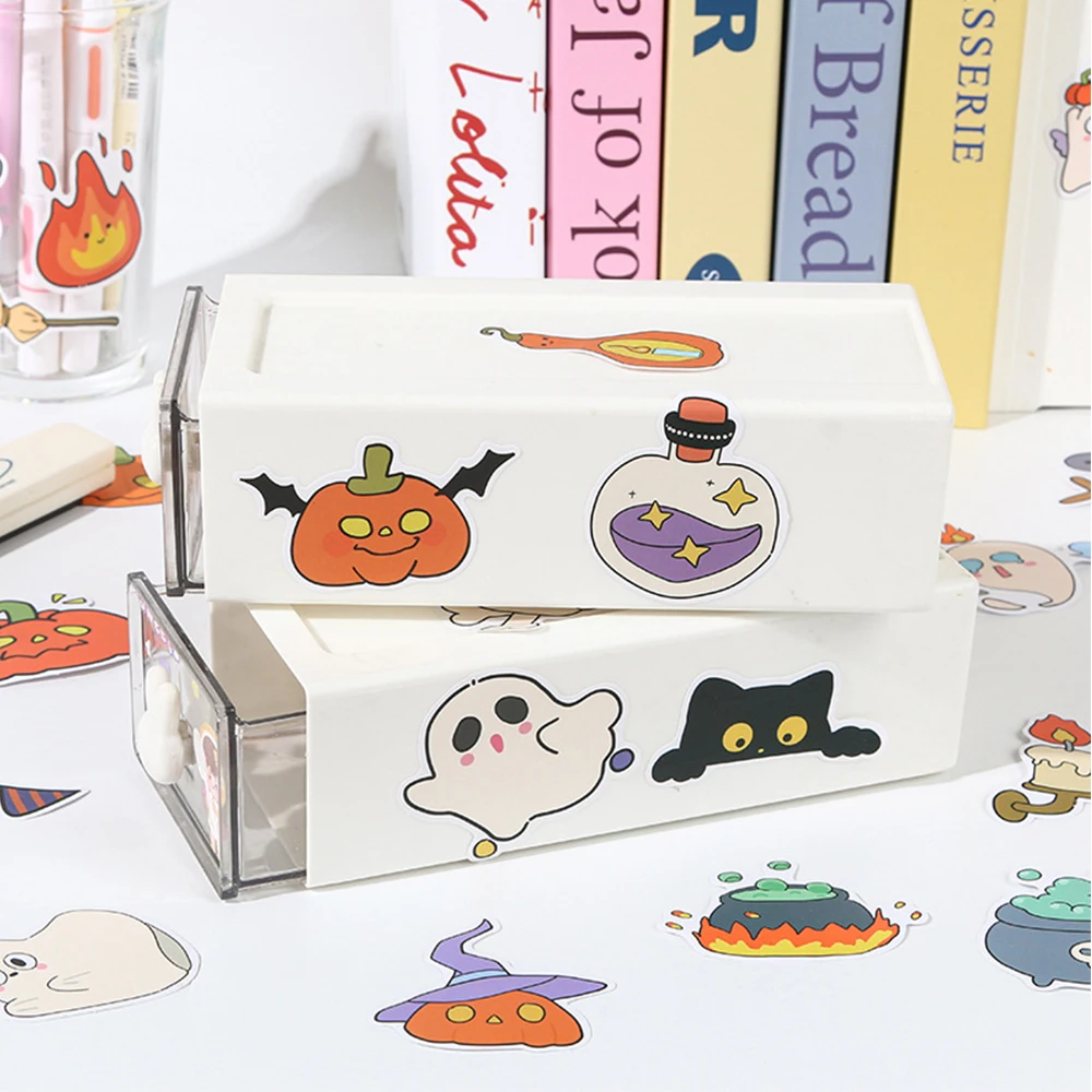 10/30/50PCS Halloween Cartoon Pumpkin Monster Skull Sticker Cute Graffiti Decoration Water Cup Notebook Waterproof Decal Toy