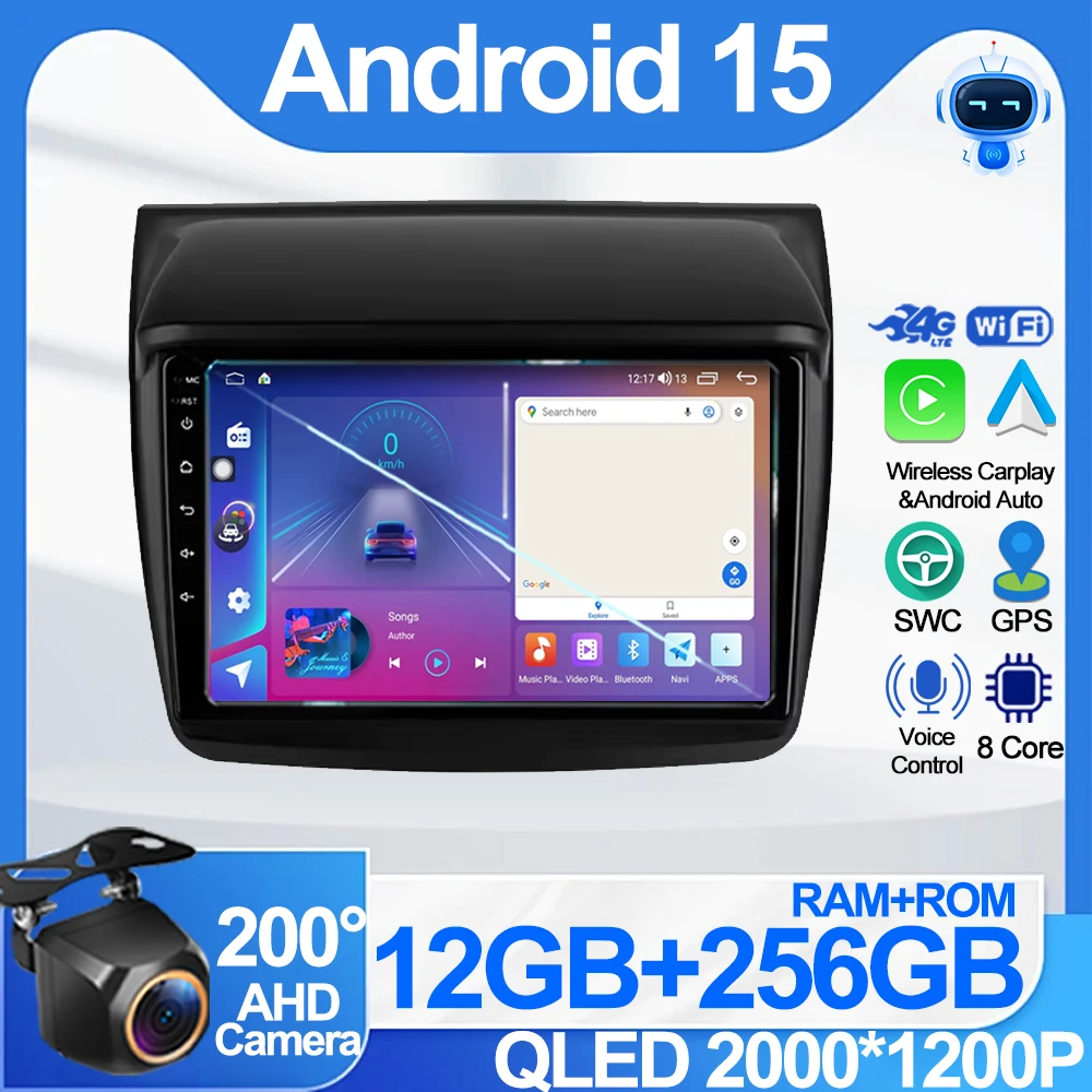 

Android 15 For Mitsubishi Pajero Sport 2 L200 Triton 2008 - 2016 Car Radio GPS 4G Multimedia Video Player Wireless Carplay+Auto