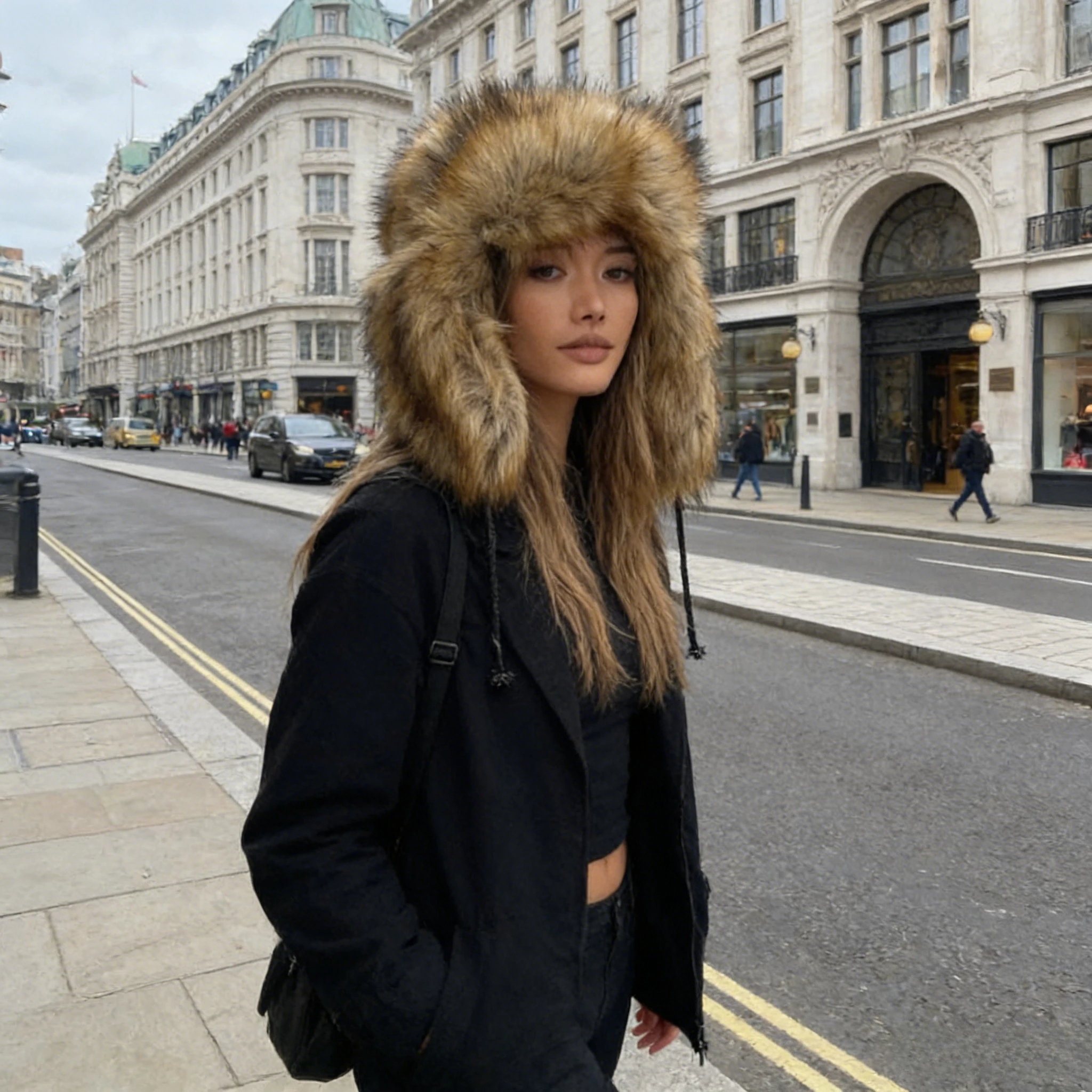 Y2K Fluffy Popular Russian Female Round Earflap Cap Faux Fur Winter Warm Hat For Women Faux Fox Raccoon Fur Beanies Bomber Gorra view 5
