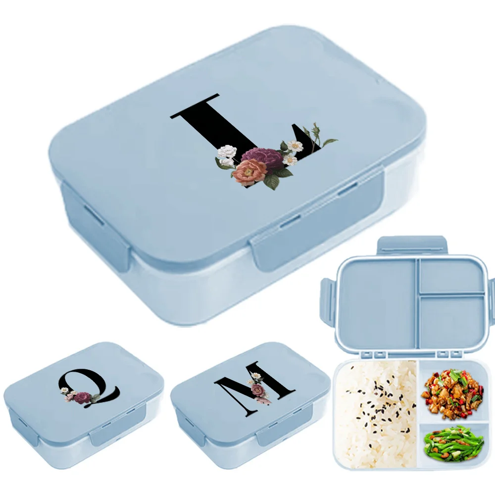 

1pc Large Capacity Lunch Box Portable Flip-Top Bento Box Outdoor Picnic Fruit Storage Container Black Floral Pattern