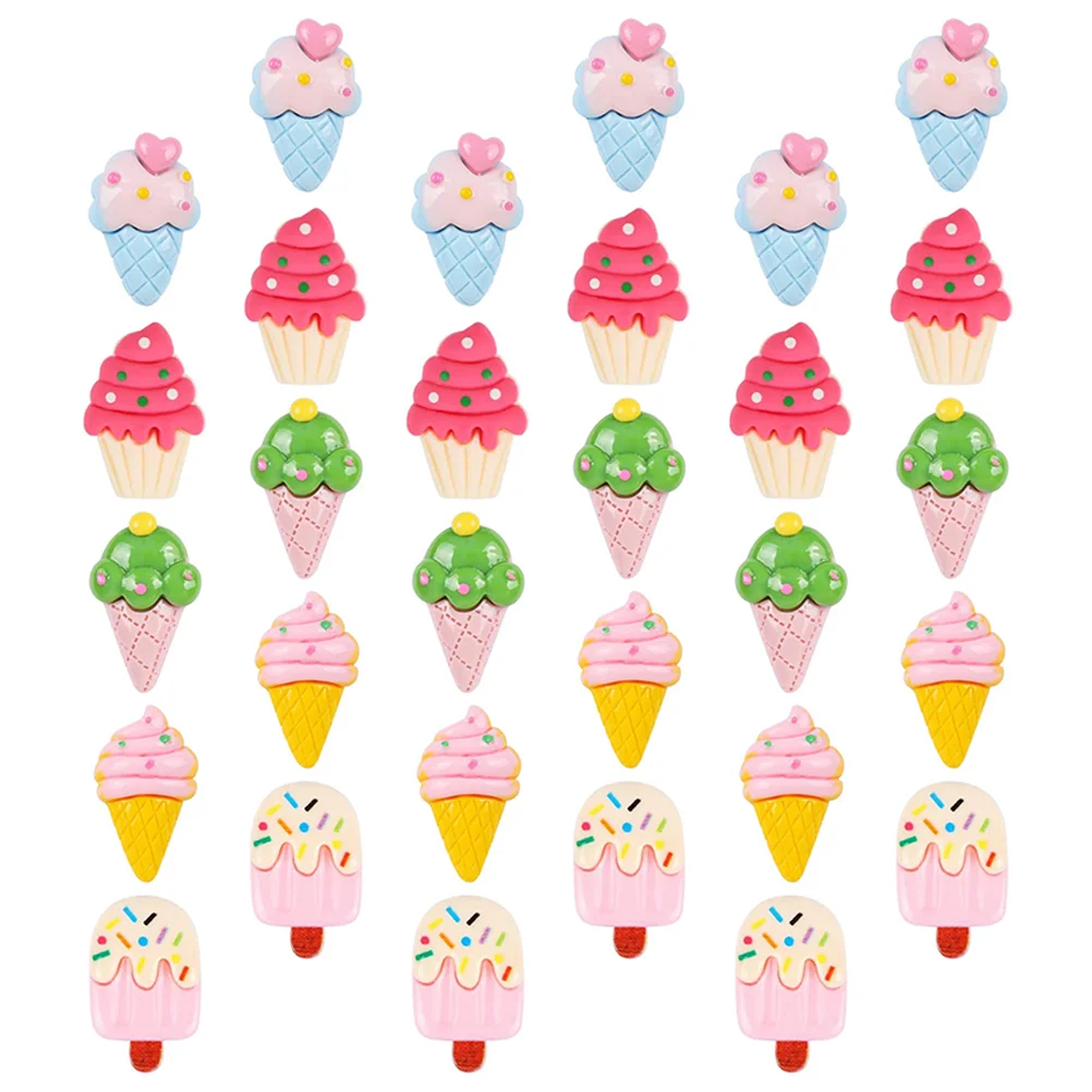 

30 Pcs Ice Cream Pin Convenient Thumbtacks Multi-function Pushpins Short Hair Resin Plastic Compact Map Supplies