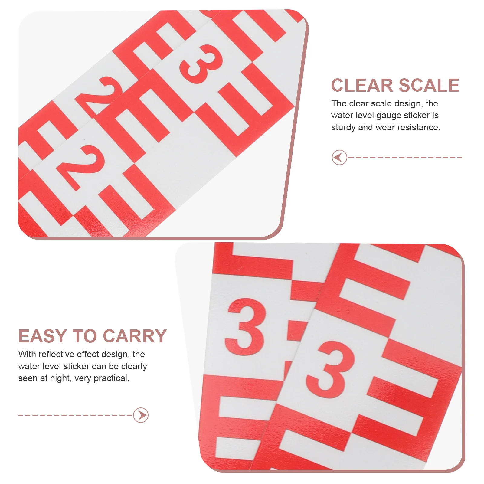 

2pcs Level Gauge Sticker Self-Adhesive Reflective Pool Level Indicator Durable Waterproof Marking Tool For Pools Lakes Ponds
