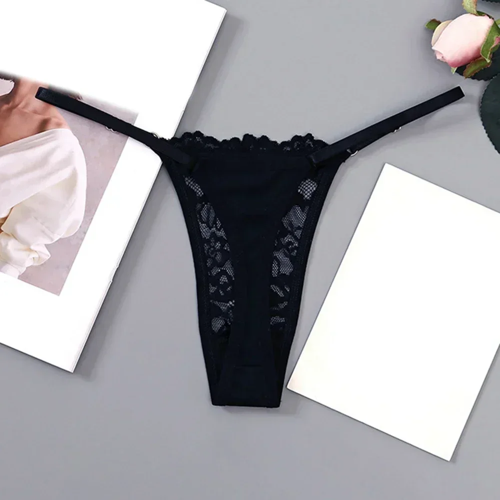 Ropa interior de tiro bajo azul para Hotel, ropa interior Sexy de encaje para mujer, bragas de Color sólido, ropa de dormir de Hotel, tela de poliéster