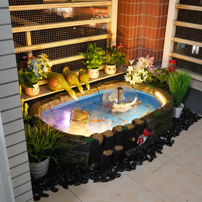 BJ-2 fish pond layout balcony household turtle fish tank garden courtyard indoor and outdoor rockery landscaping ornaments