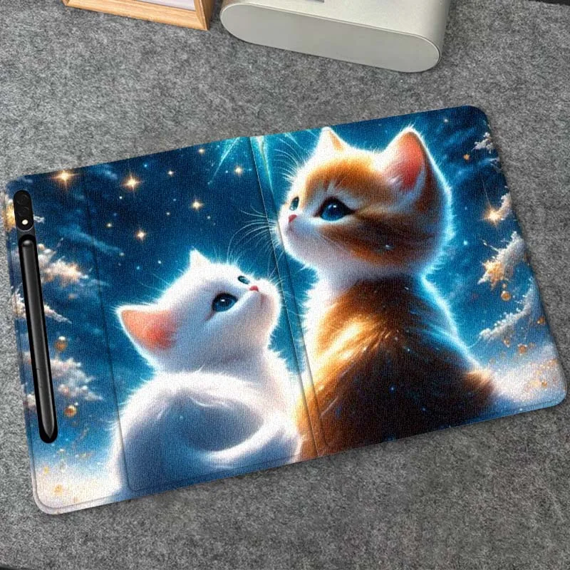 

Cute Cat Starry Shining Gift For Samsung Galaxy Tab S10 S9 S8 S7 FE Lite Soft Flexible Support Tablet Case