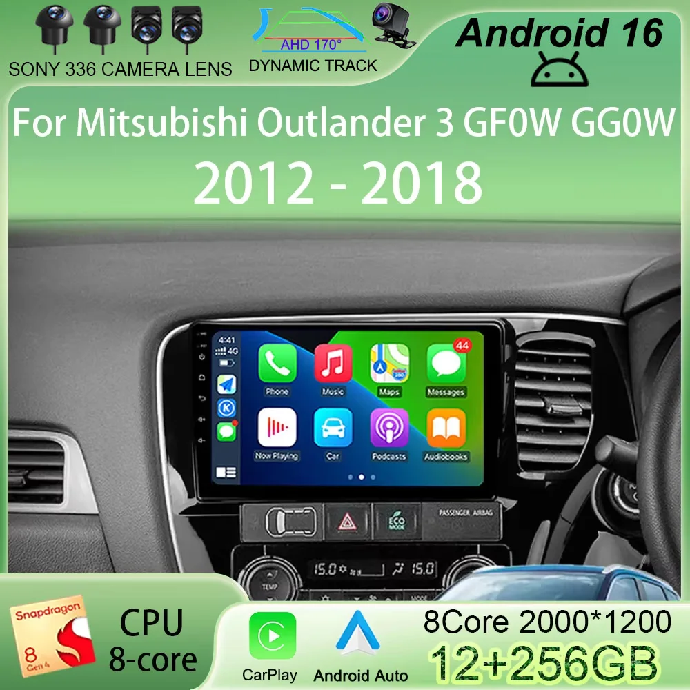 

Автомагнитола Android 16 с 9-дюймовым экраном для Mitsubishi Outlander 3 GF0W GG0W 2012-2018, GPS-навигация, ADAS, SWC, мультимедиа, 4G