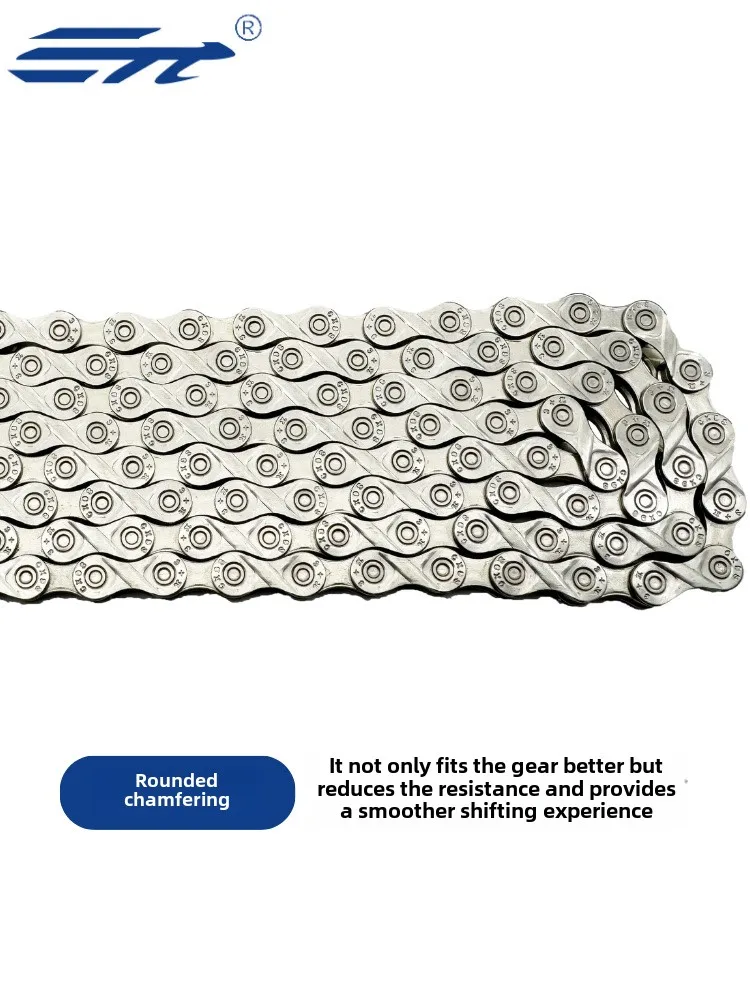 قوة الشد العالية 9 سرعات سلسلة الدراجة مكون سلسلة الطريق الجبلية الفضية 116L