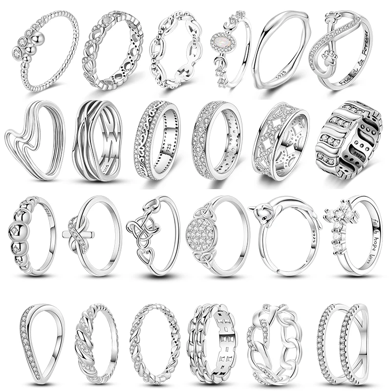

Sparkling Zircon Ring Original 925 Silver Wedding Simple Ring for Women Sterling Stackable Rings Popular Anniversary Jewelry