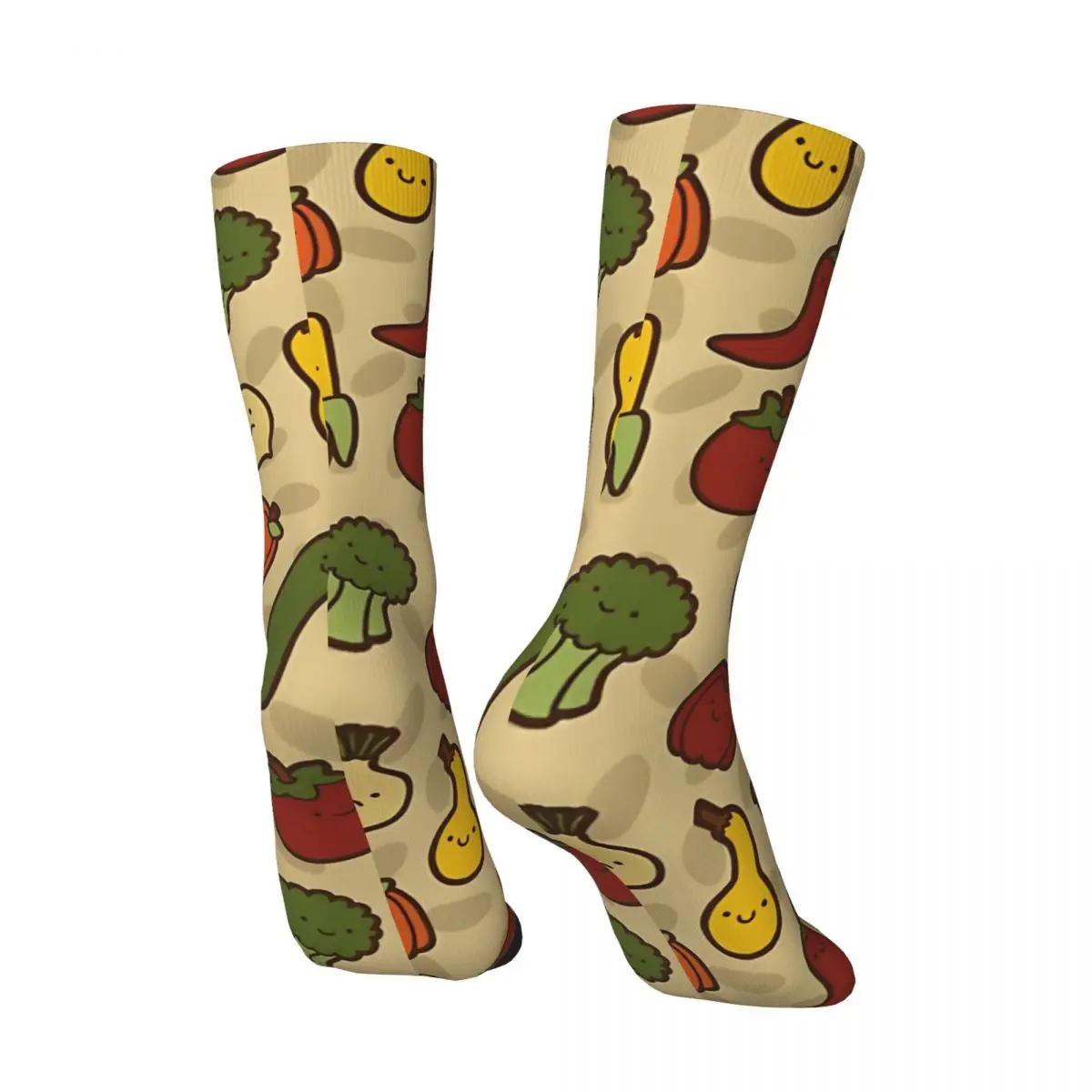 Retro Happy Little Vegetables (And One Sad Onion) Men's compression Socks Unisex Street Style Pattern Printed Novelty Crew Sock