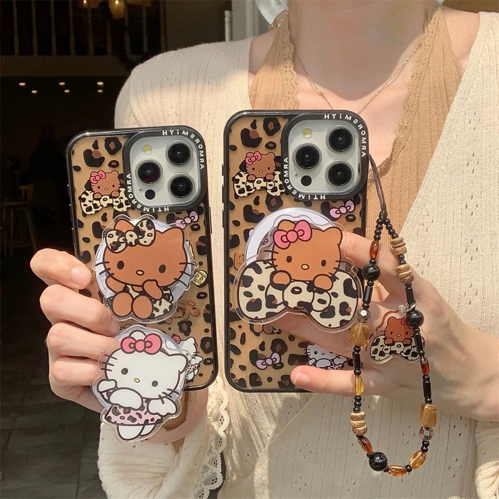 آيفون 17 16 15 14 13 12 برو ماكس 11 14Plus 16e 17air حافظة شحن لاسلكي مغناطيسي Magsafe غطاء شل ليوبارد مرحبا كيتي #6