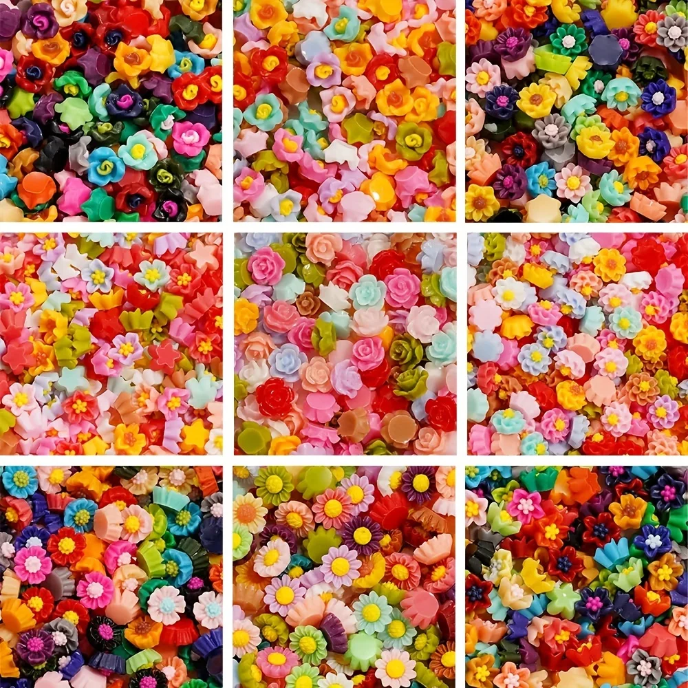 100 Teile/los 6-8mm Gemischte Harz Blumen Füllungen Materialien für DIY Epoxidharz Form Nail art Decor Handwerk zubehör
