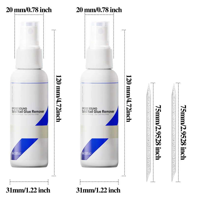 BRIDGE SOUND 60ml 2Pack Pro dissolvant d'adhésif pour ongles Kit Double de qualité Salon et manucure à domicile essentiel