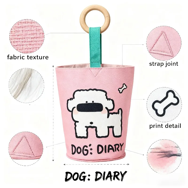 

Cute Pattern Canvas Storage Bag with Handle Small Hanging Organizer for Home Office and Daily Sundries Storage